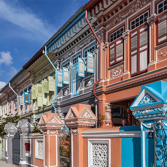Colourful Shophouses Along Koon Seng Road